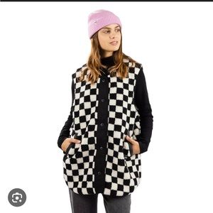 Vans Mason Reversible Borg Vest Jacket Gilet in Checkerboard